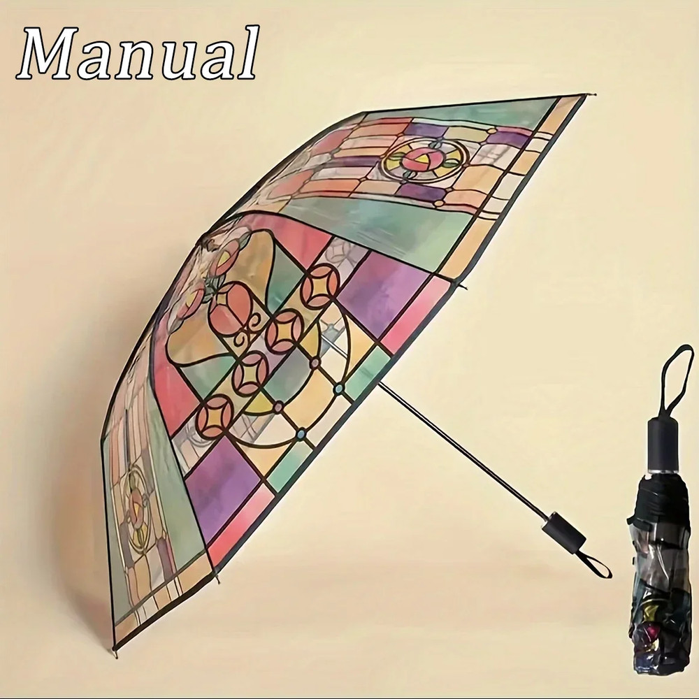 British Wind Rainforest Arch Automatic Transparent Umbrella with Long Handle