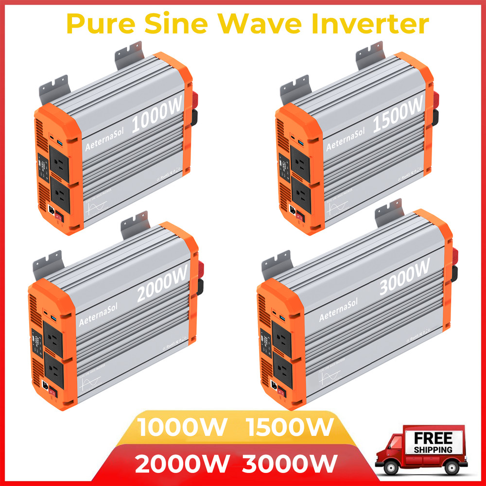 Pure Sine Wave Power Inverter 1000W 1500W 2000W  3000W DC 12V to 110V120V 3AC US