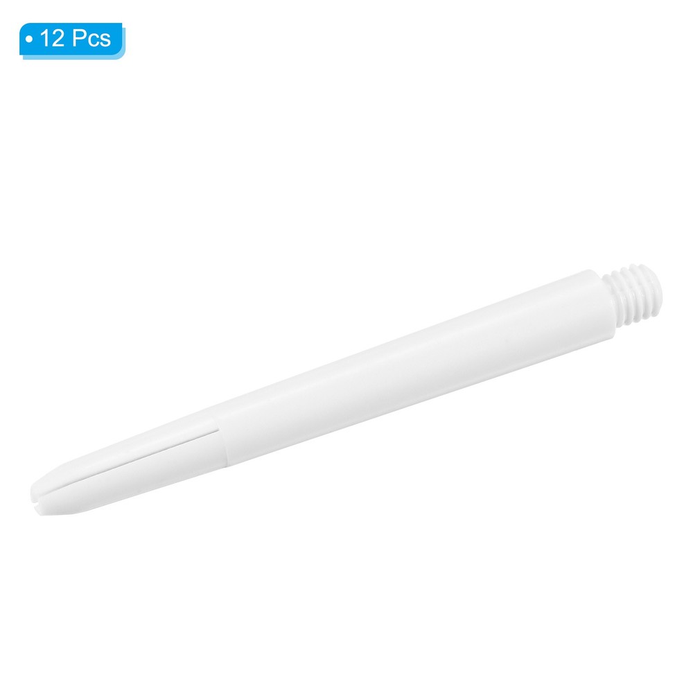 48mm Dart Shafts, Medium 2BA Thread Plastic Dart Stems - 12 Pack (White)