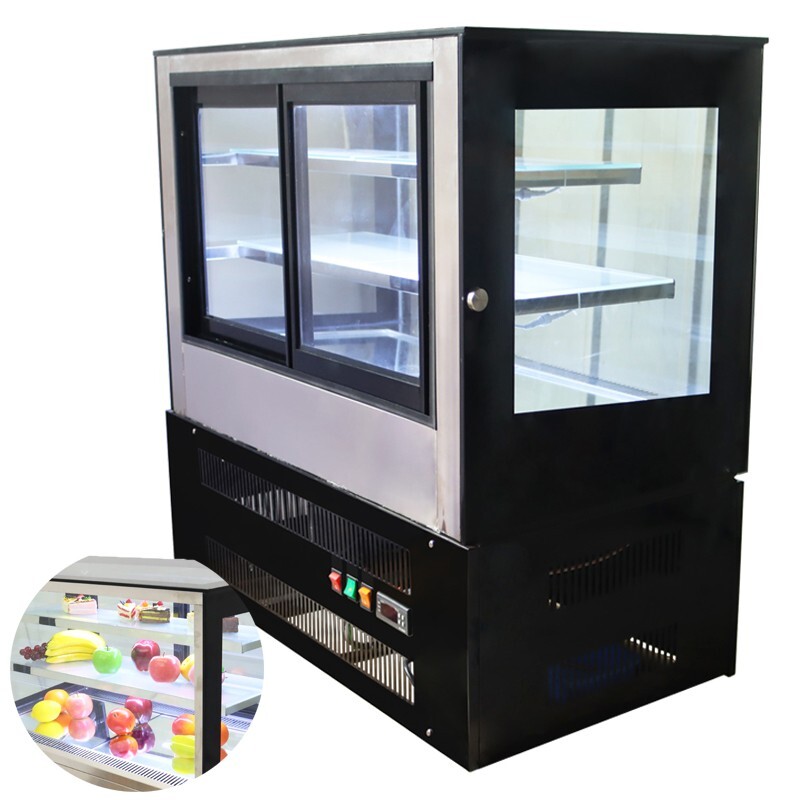 220V 3-Layer Refrigerated Cake Showcase Rear Sliding Doors Display Cases LED
