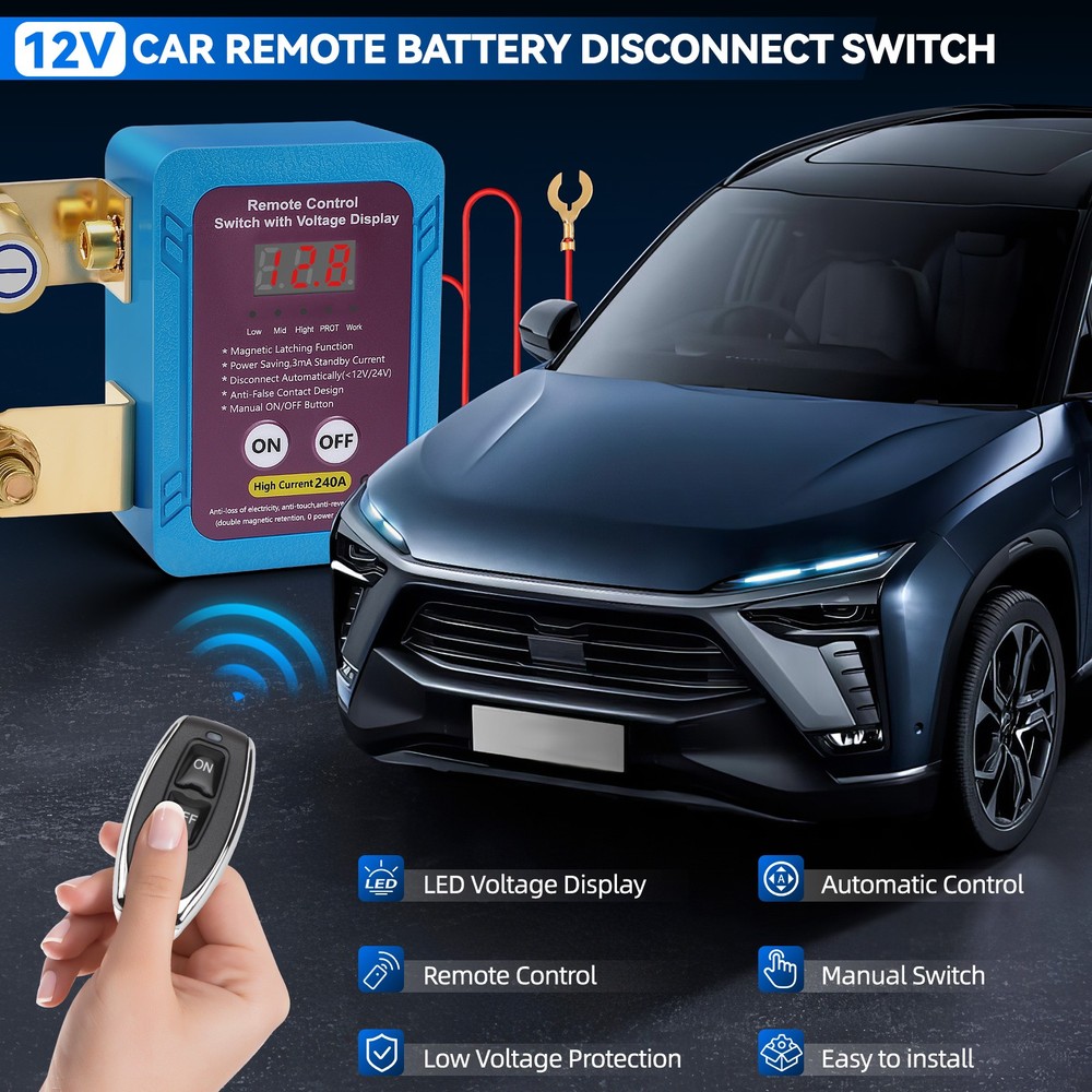 Car Battery Disconnect Switch Remote Control Power Kill Master Isolator Cut Off/