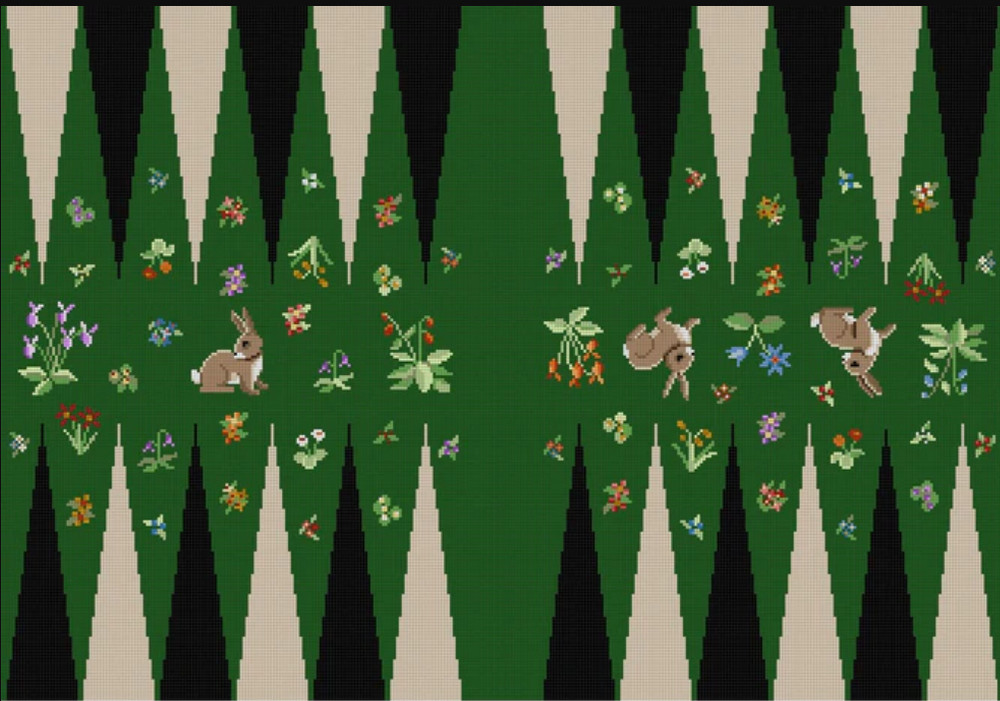 Needlepoint Handpainted Susan Roberts Backgammon Board Cluny