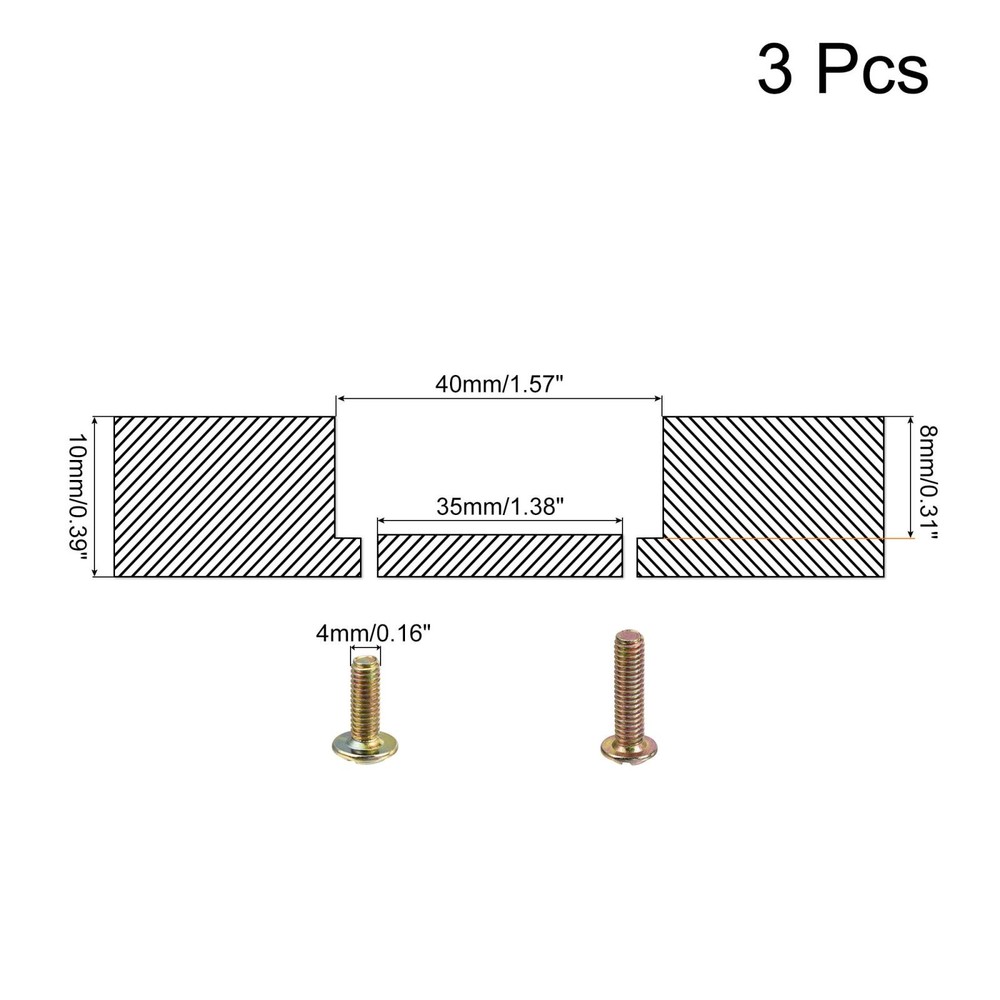 Flush Pull Ring Handle 40x10mm 3pcs Drawer Pull, Brushed Silver