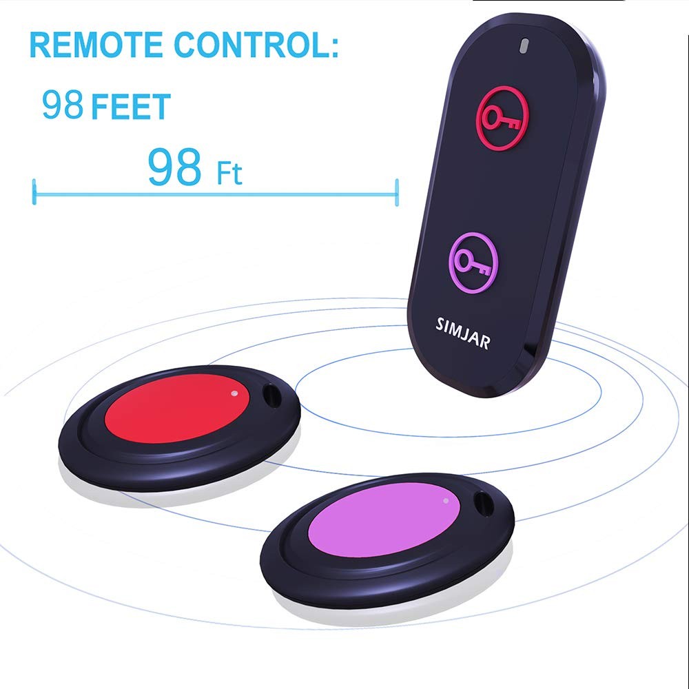 Basic Key Finder with 2 Receivers & 1 Remote, Simjar Wireless Remote Control...