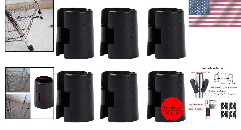 Replacement Wire Shelf Clips (52 Pcs) - Fits 1" Posts for Optimal Support