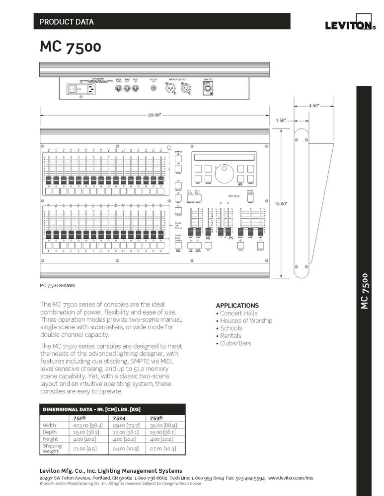NSI - Leviton MC7524 Lighting controller with road case