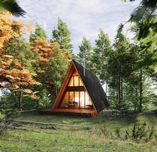 A Frame Modern Cabin House - Plan Blueprint PDF or Print Drawing Construction ~