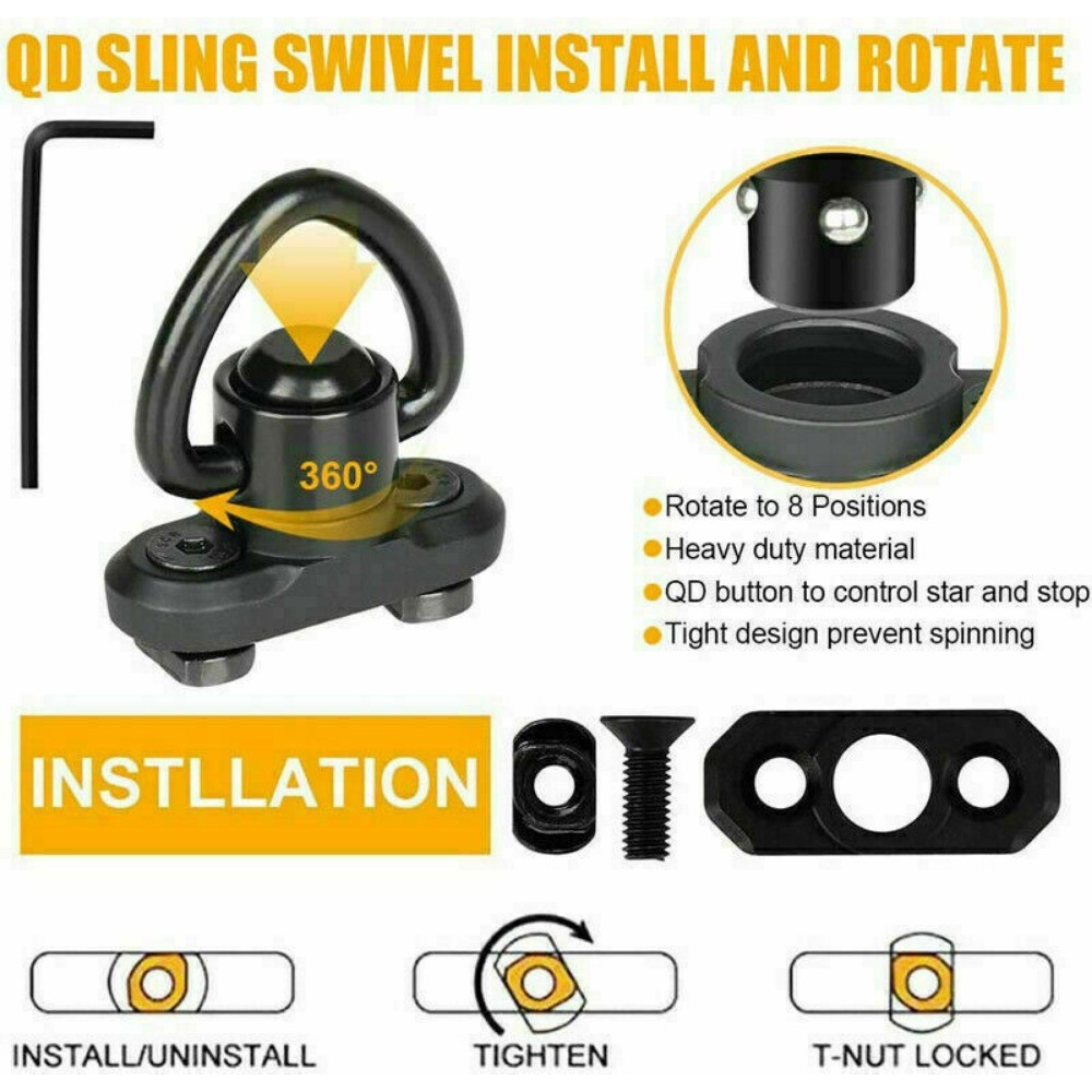 2X MLOK Triangle QD Sling Mount Push Button Quick Release Sling Swivel Adaptor