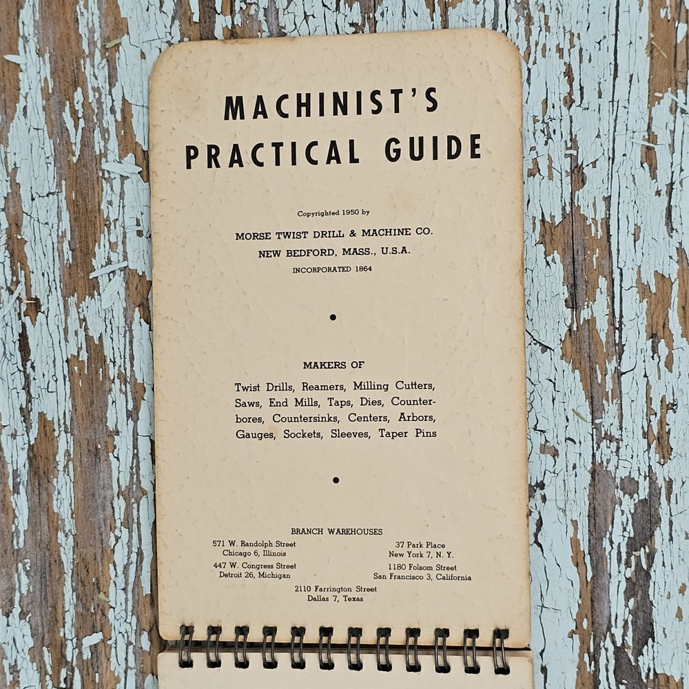 Vintage Morse Machinist's Practical Guide Spiral Bound Cutting Reference