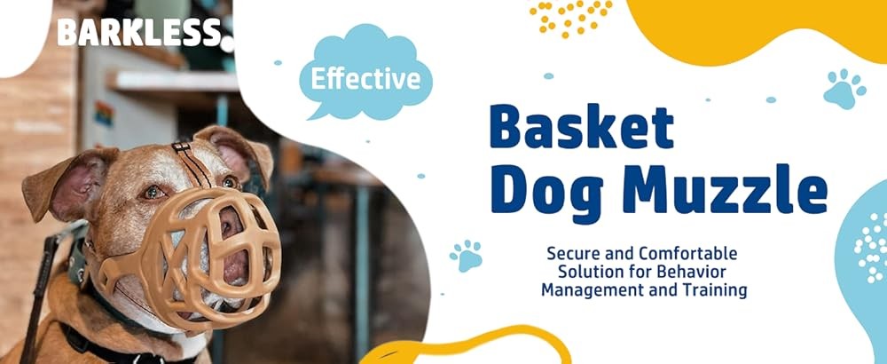 BARKL Dog Muzzle, Basket Muzzle for Biting, Chewing and Scavenging,