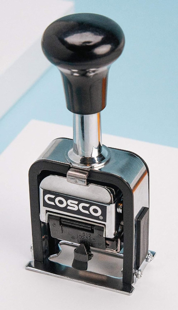 2000PLUS Automatic Numbering Machine, 6 Wheels, Self-Inking, Black 0.75 X 0.25