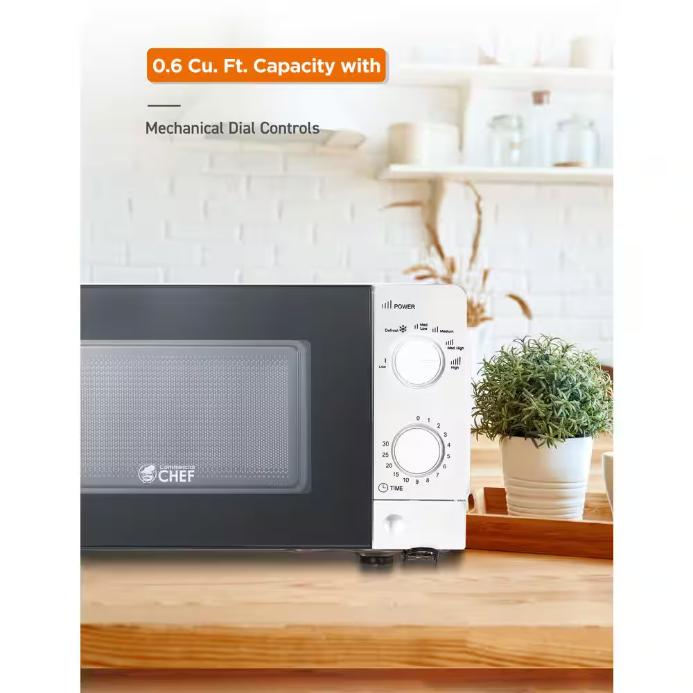 0.6 Cu. Ft. Counter Top Microwave, White
