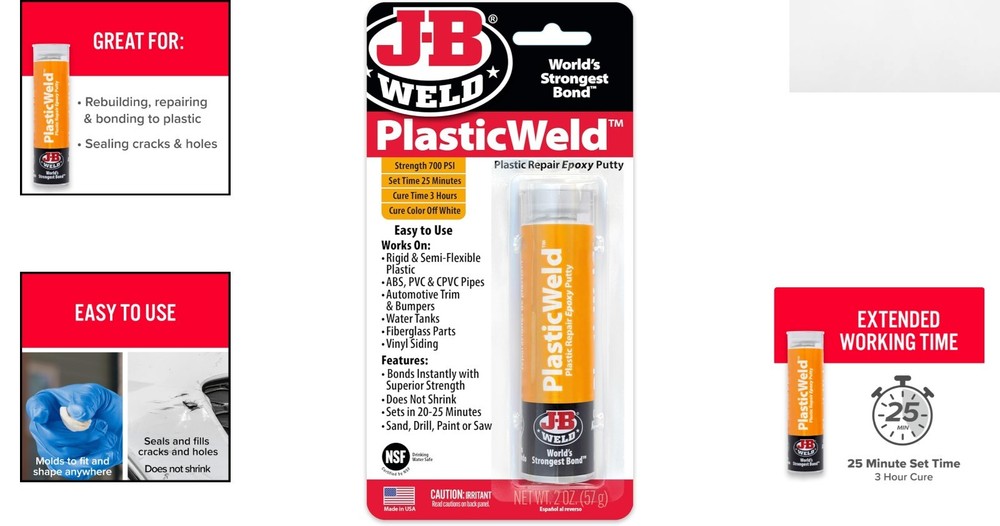 PlasticWeld 2 oz. High-Strength Epoxy Putty for Versatile Plastic Repairs