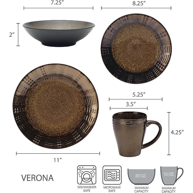 Verona 16-Piece Dinnerware Set, Service for 4