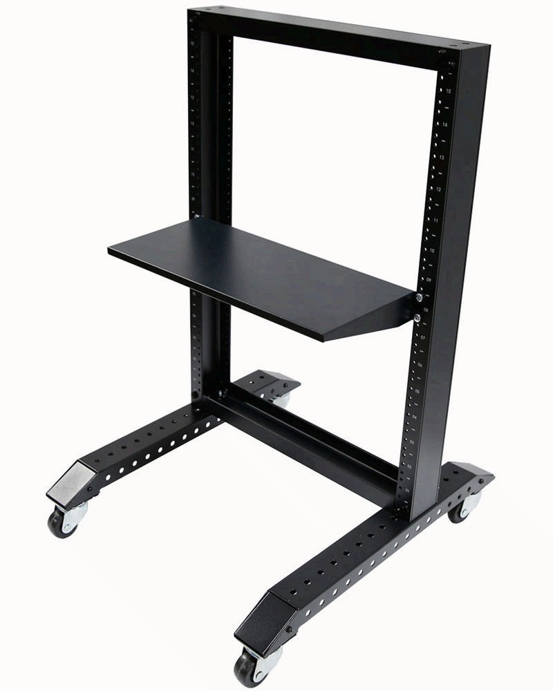 Raising Electronics 15U Rack Movable 19'' 2 Post Open Frame Heavy Duty IT Networ