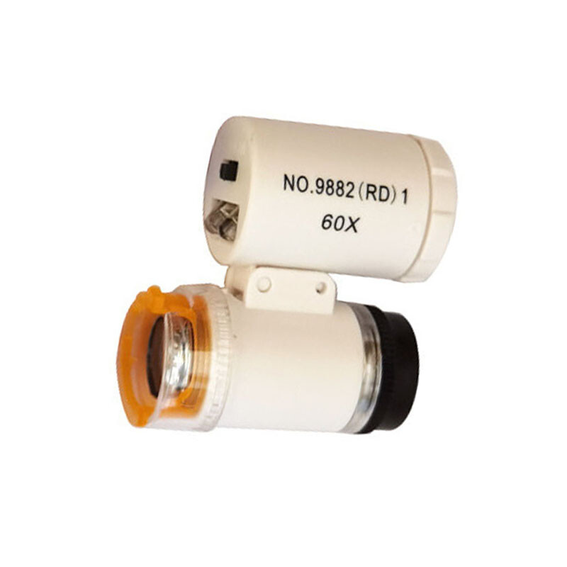 60X White Illuminated Pocket Microscope Loupe Magnifier LED UV Light document