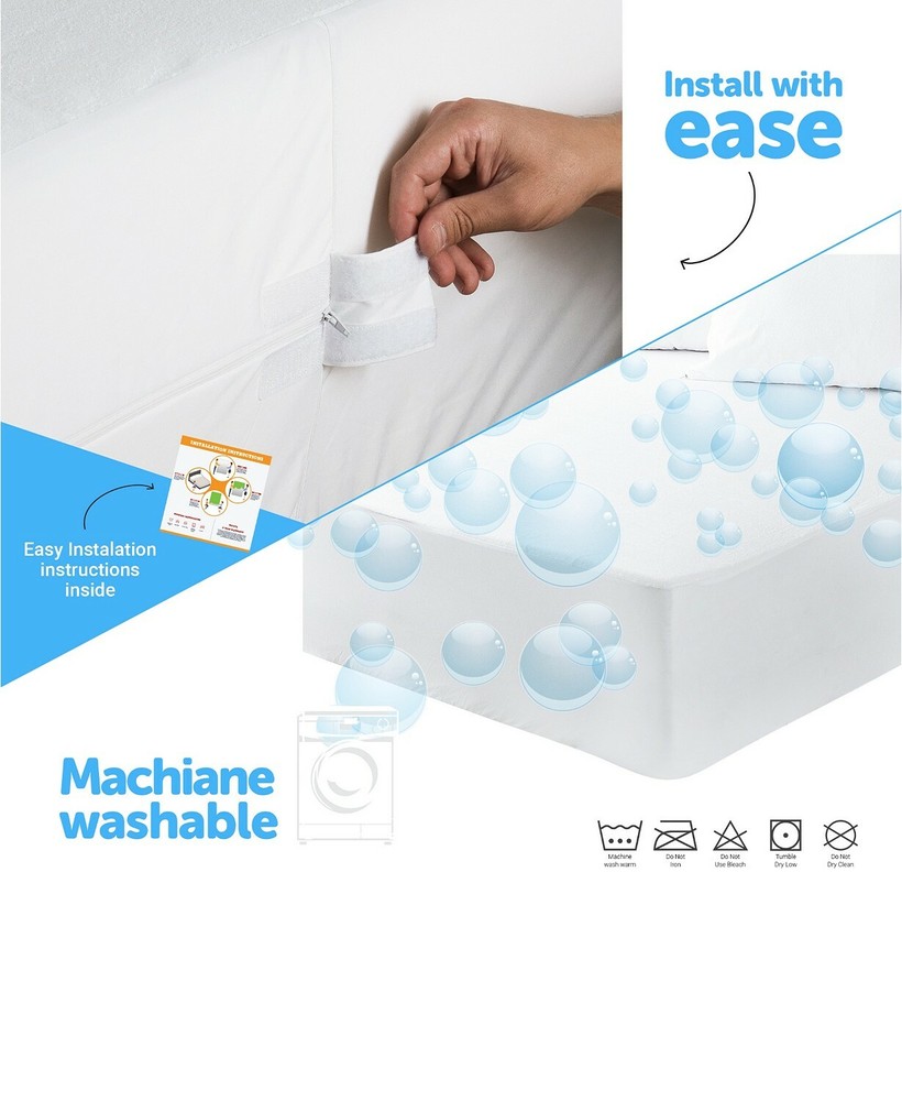 Joluzzy Bed Bug Proof Waterproof Cotton Surface Zippered Mattress Protector TWIN