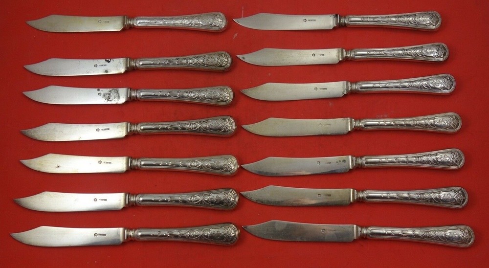 Austrian Sterling by Unknown .800 Silver Fish Set 14 piece HH AS 7 8/8"