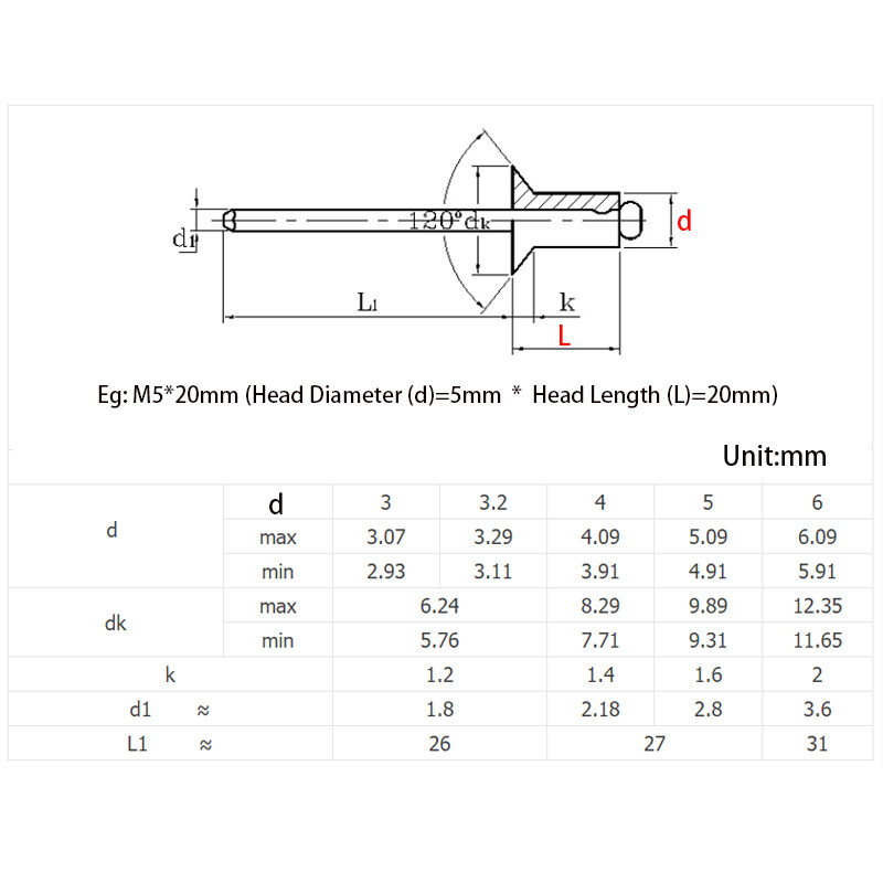 Aluminum Countersunk Flat Head Blind Rivets M2.4 M3 M3.2-M5 Open Pull Pop Rivet