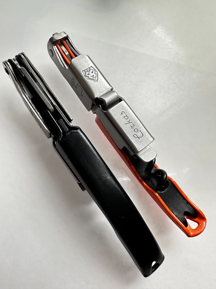 (2) CORKAS Orange/Black 2-Step Waiters Corkscrews Wine Key Openers