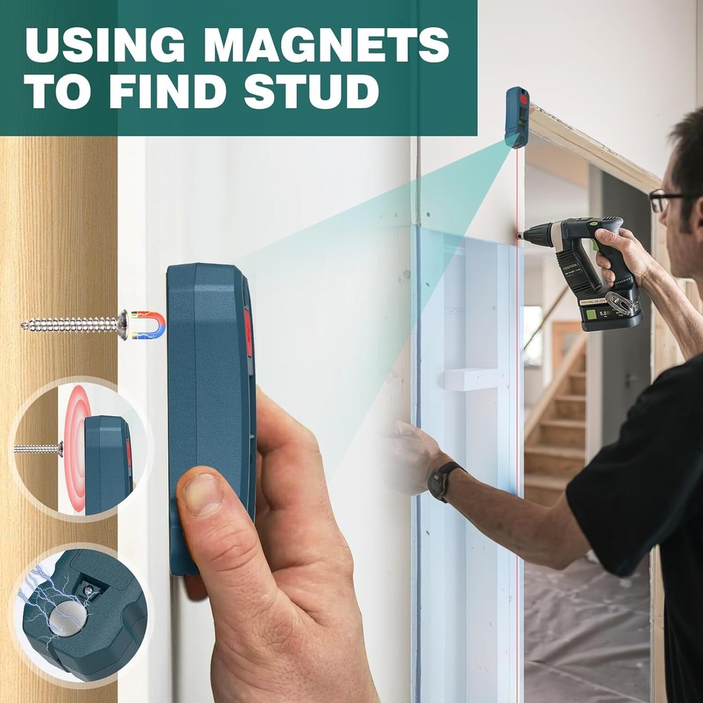Magnetic Stud Finder with Laser Level Horizontal,Vertical Bubble Stud FinderTool