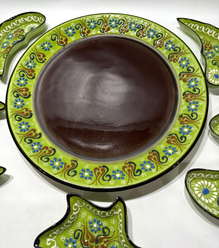 Hand painted 8 Piece Turkish Ceramic Breakfast / Tapas / Appetizer Service 13"