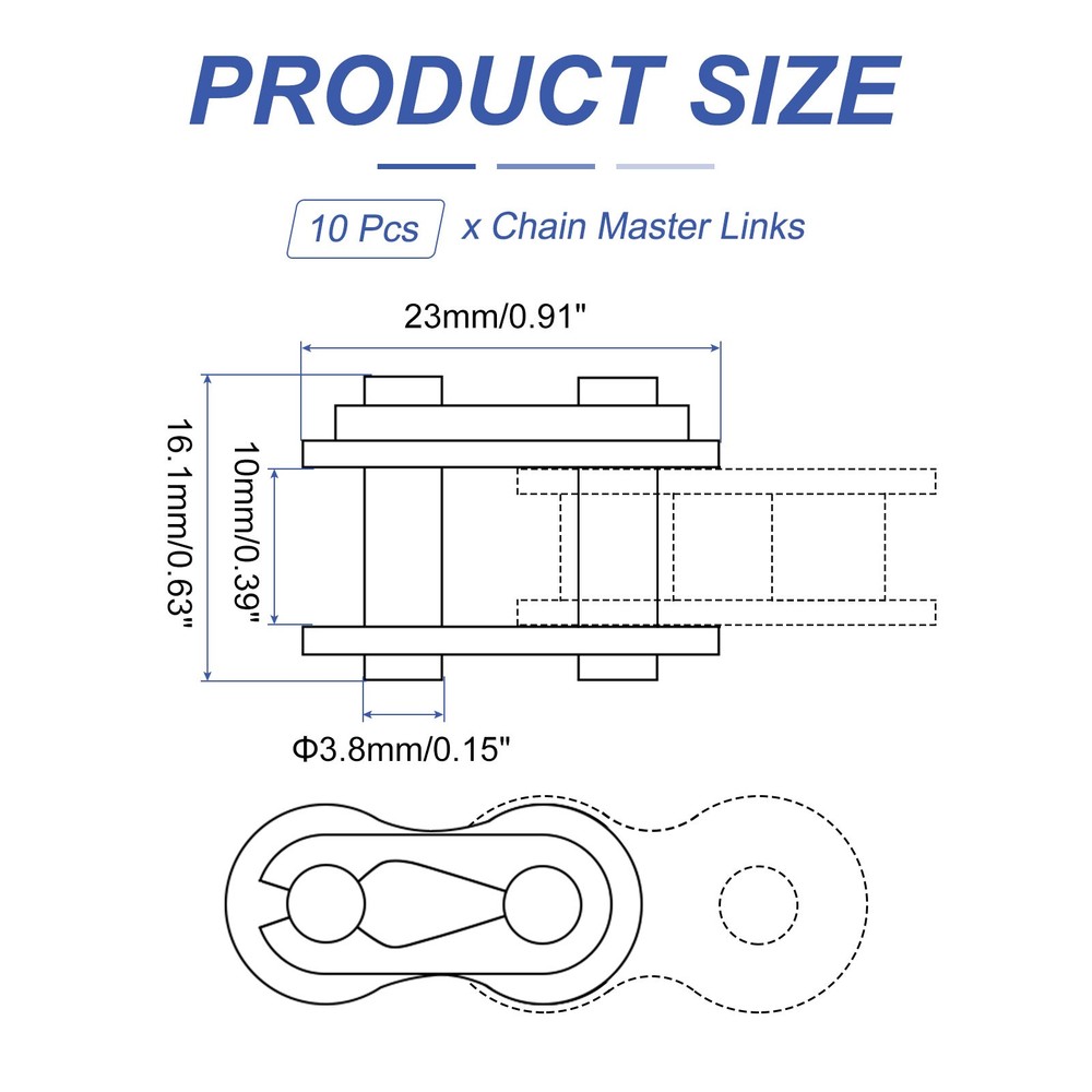 10Pcs #420 Roller Chain Connecting Links 16.6mm Pitch Chain Master Links