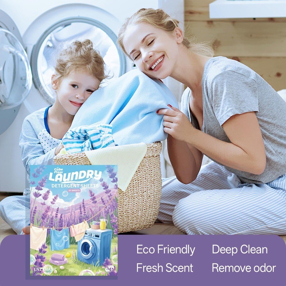 Lavender Scented Laundry Detergent Sheets 40 Loads Eco Friendly Pre-Measured