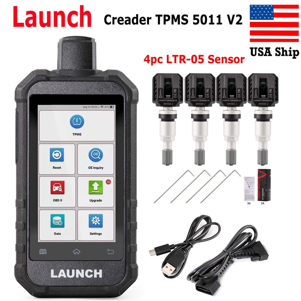 LAUNCH Creader TPMS 5011 V2 TPMS Activation Diagnostic Tool / 4pcs LTR-05 Sensor