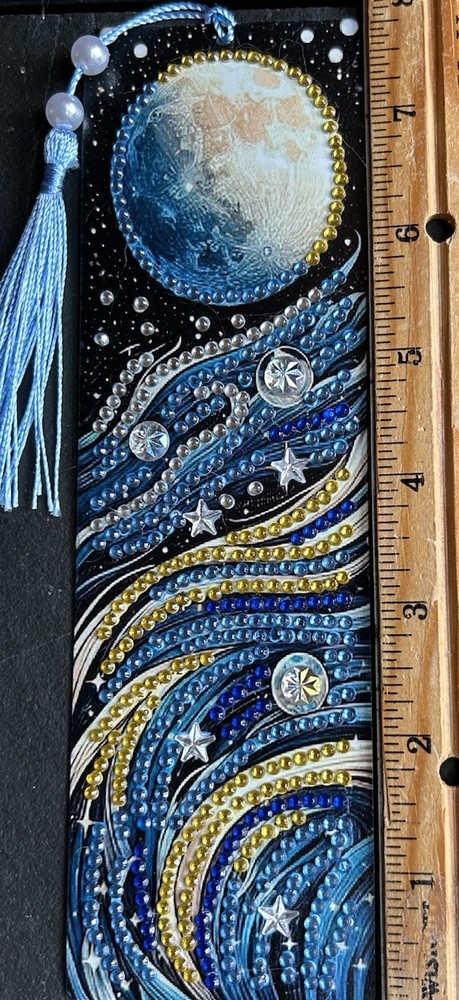 Handcrafted Diamond Art Design Bookmark With Tassel Thin  Plastic