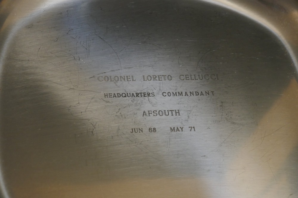 AFSOUTH Commandant Colonel Loretto Cellucci Jun 68 - May 71 Tray Platter, Scarce