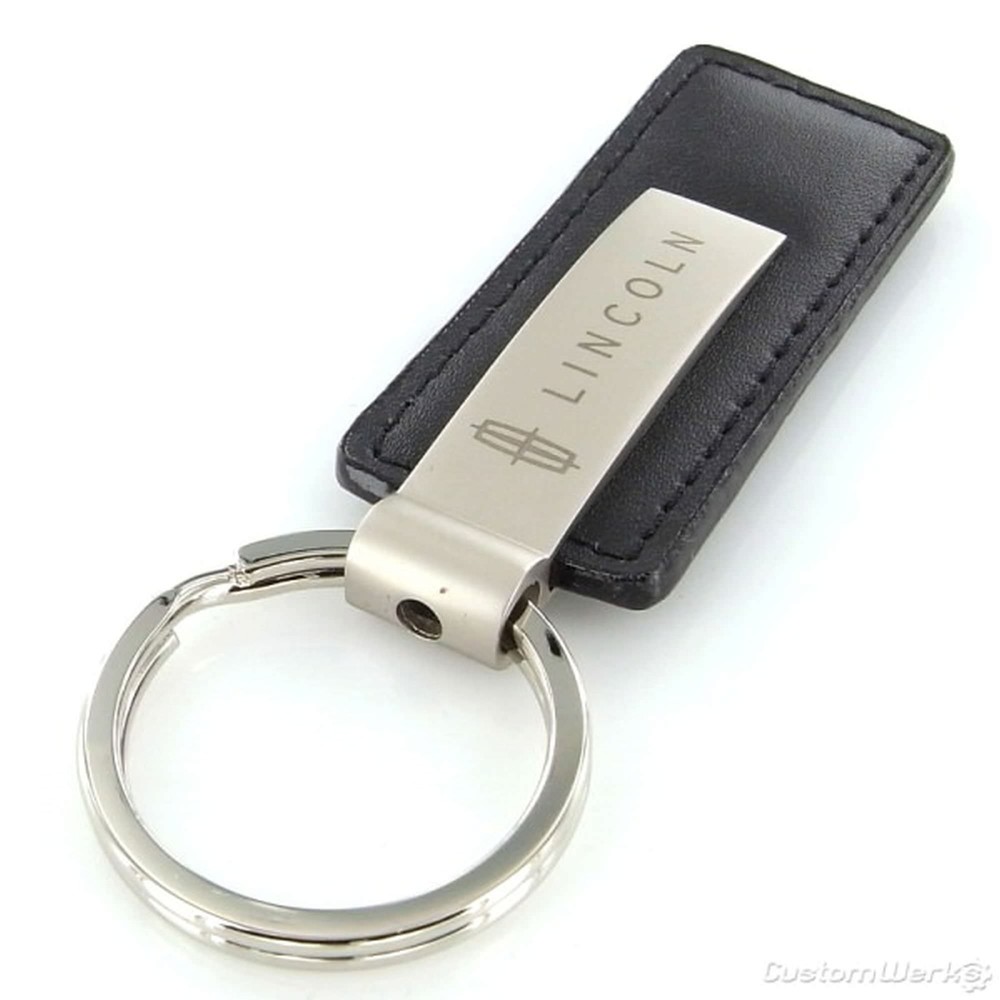 Lincoln Rectangular Leather Key Chain (Black)