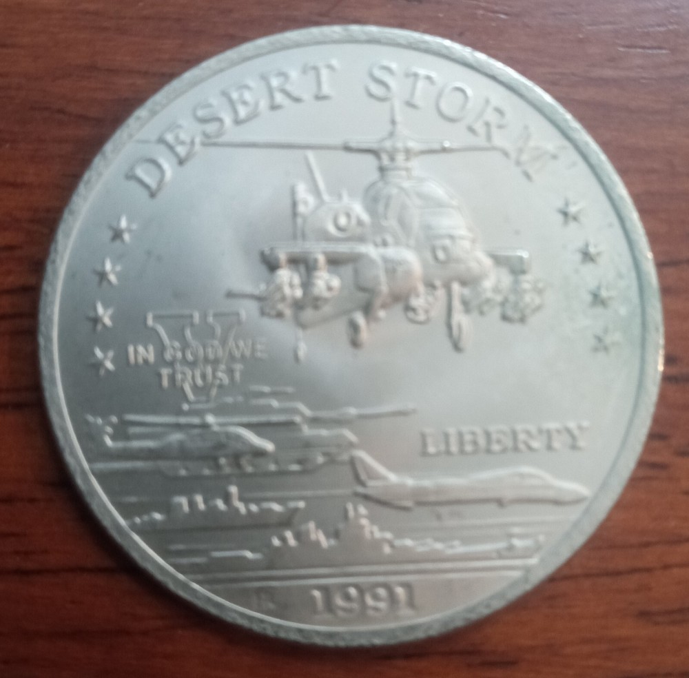 1991 Desert Storm Coin - AH64 Apache Attack Helicopter