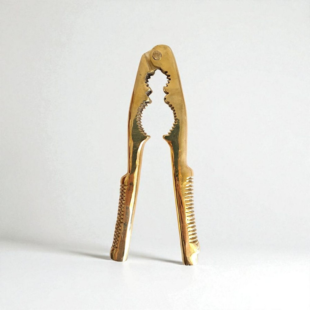 Vintage Solid Brass Nutcracker 16cm Gold Kitchen Tool Collectible Gift