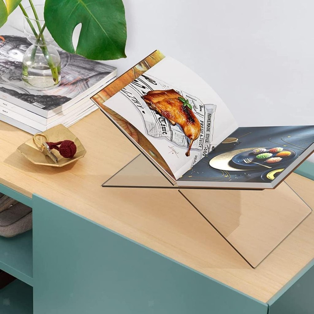 Magazines Clear Holder Open Book Display Stand Elegant Sturdy Coffee Table Book