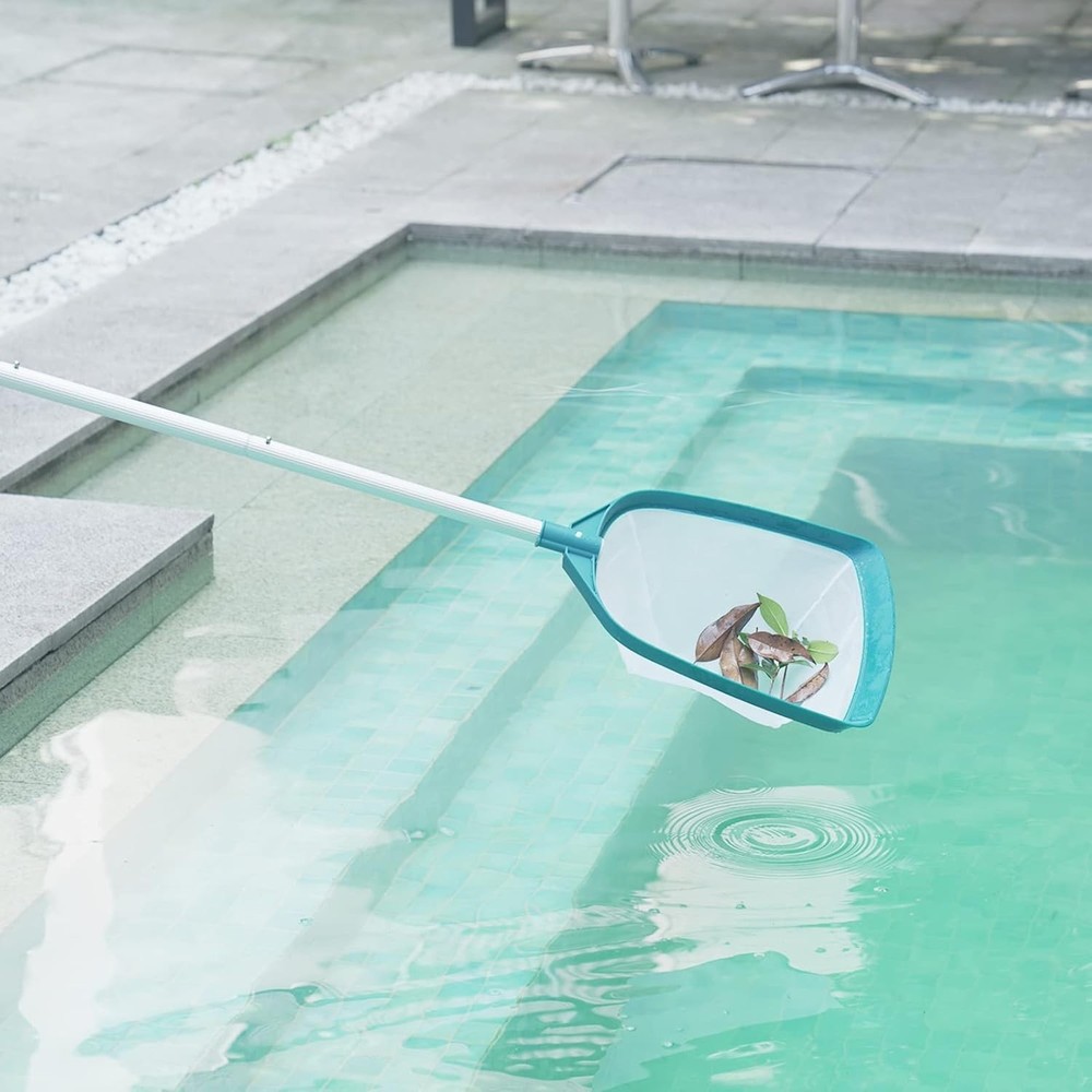 Multipurpose Pool Leaf Skimmer with Adjustable Length - Compact & Efficient