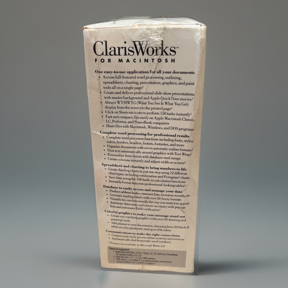 Vintage Apple Macintosh ClarisWorks Software - V2.1 - Complete Software 1993