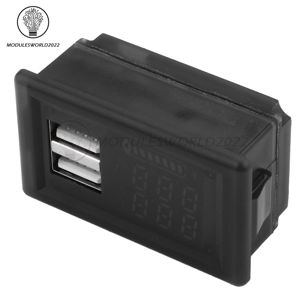 DC9-24V Battery Capacity Indicator USB Type-C LED Dual Digital Car Voltmeter