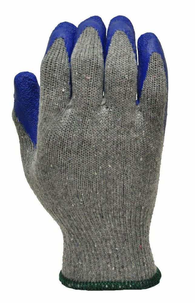 G & F Rubber Latex Coated Work Glove for Construction, Blue,Crinkle Pattern, Men