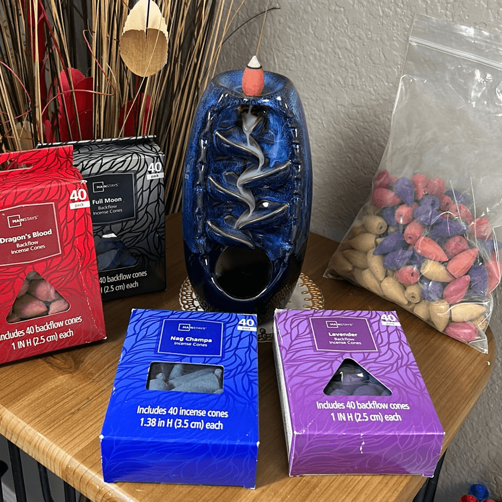 Incense burner with five packages of incense