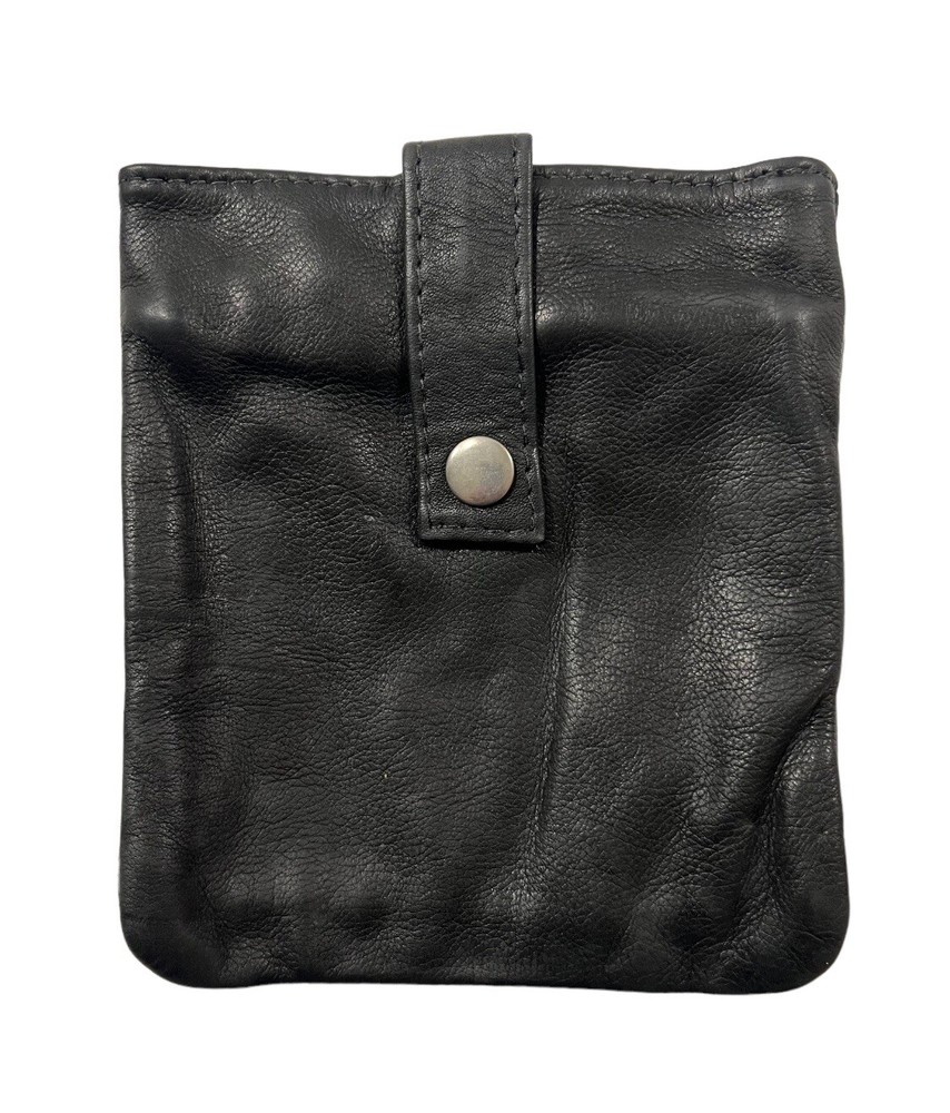 HAWG-TYD Black Leather Biker Pouch - Belt Strap / Mount