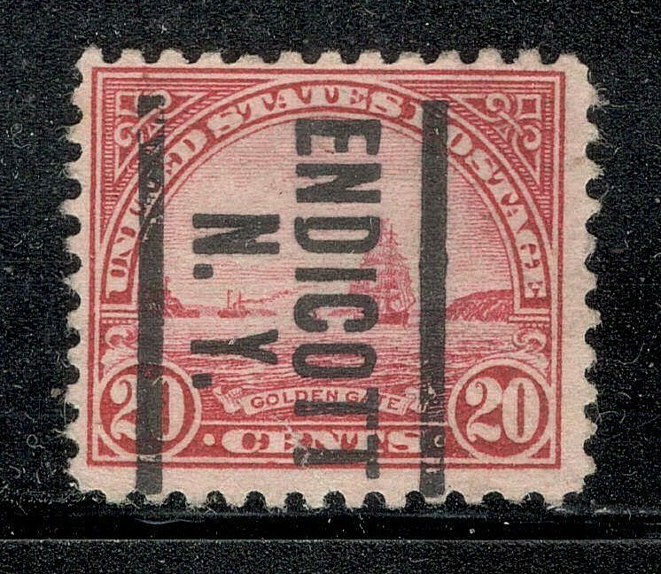 Sc # 698 ~ 20 cent Golden Gate Issue, Precancel, ENDICOTT N. Y.