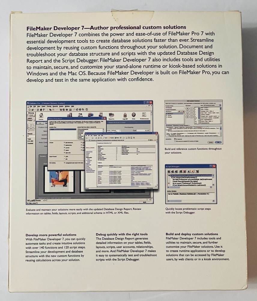 FileMaker Developer 7 Complete Box Mac PC CD Software w Manuals 2004