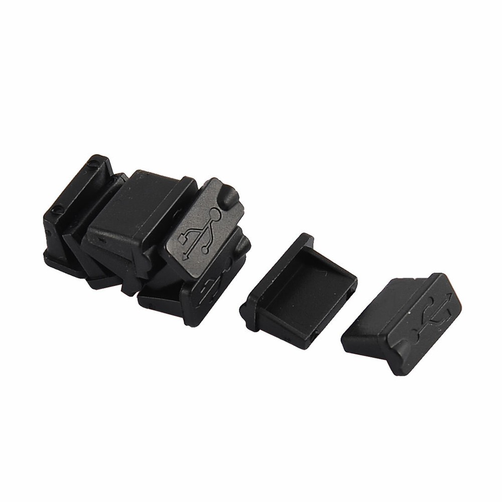 Household Computer Rubber  USB Port Cover Protector Black 8pcs