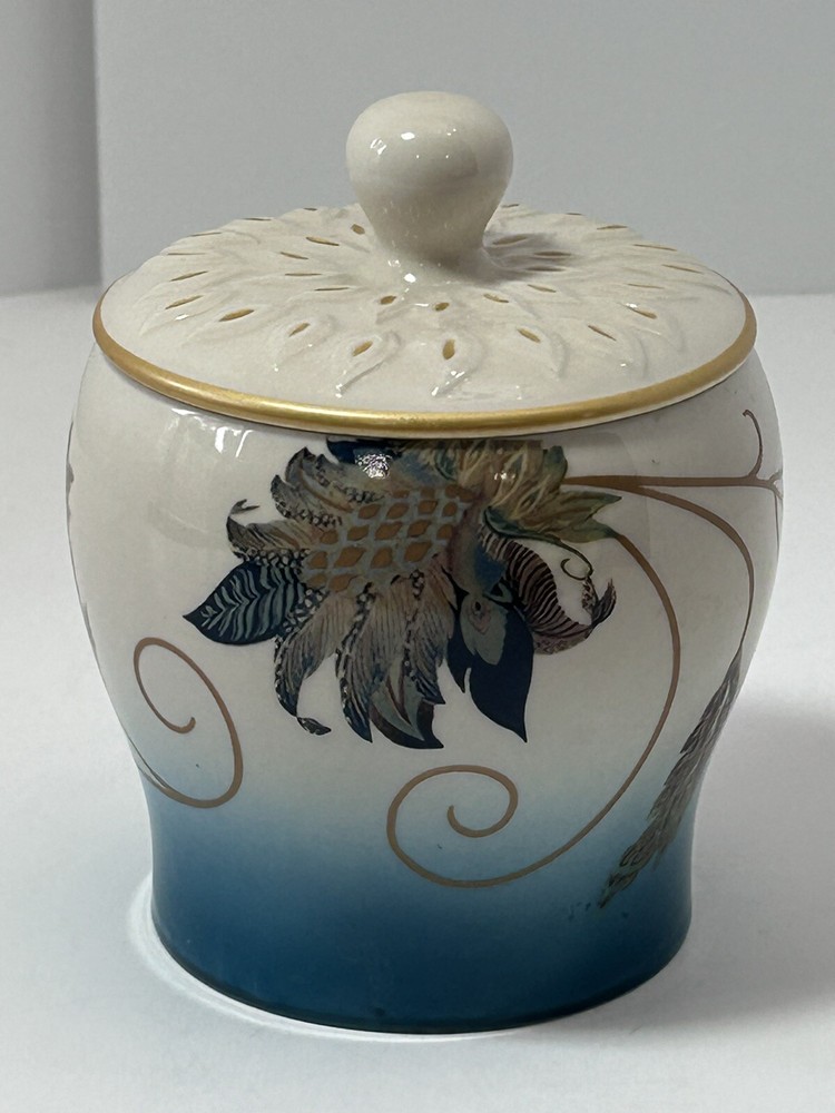 Feathered Flowers Sugar Jar With Cover
