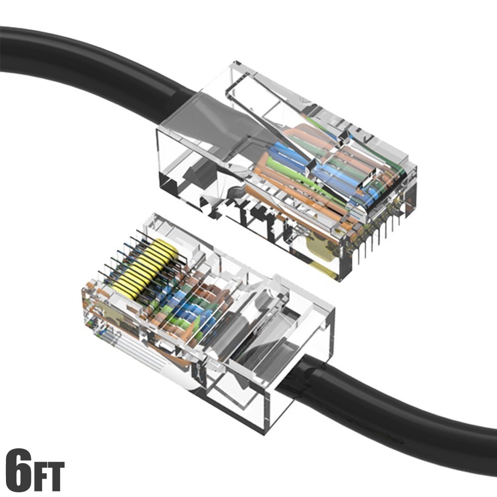 6FT Cat5E RJ45 Ethernet LAN Network UTP Non-Booted Patch Cable Copper Black