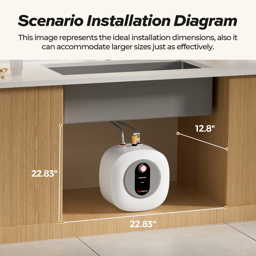 Electric Mini Tank Hot Water Heater Instant Shower Compact Storage RV 4.0 Gallon