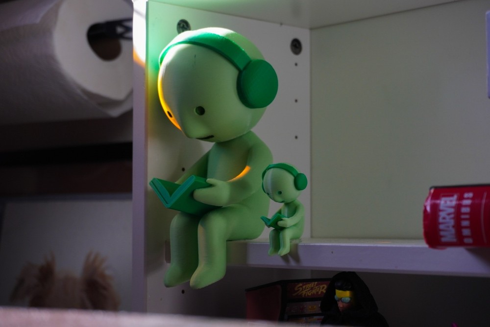 Reading Smiski Custom Figurine 3d Printed with Adhesive