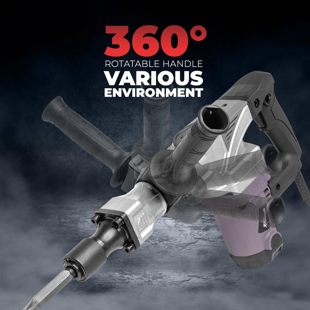 XtremepowerUS 1400W Demolition Electric Jack Hammer Point & Flat Chisel Bits Set