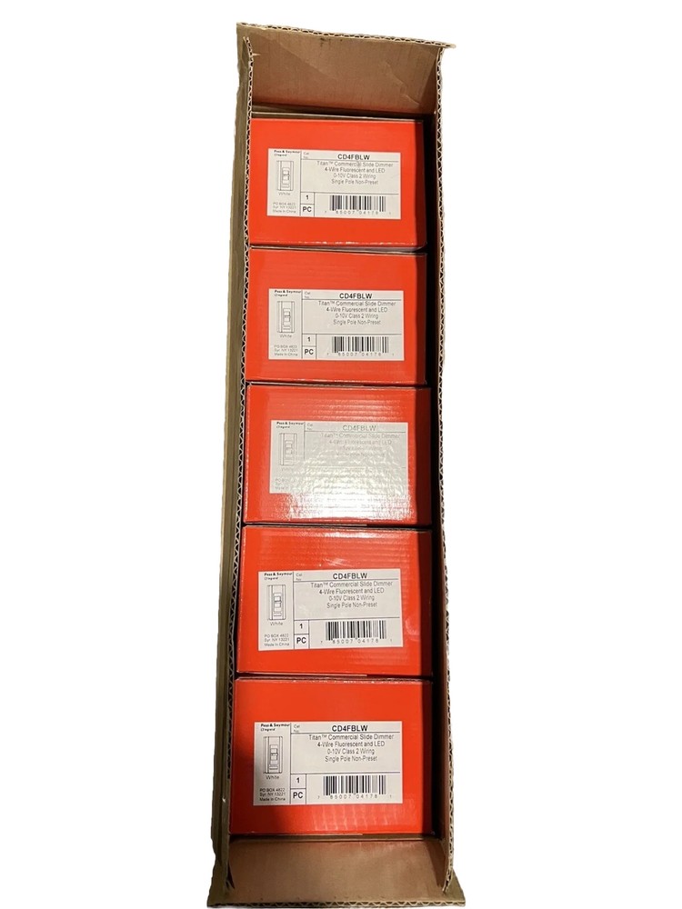 5 Pack, Pass & Seymour CD4FBLW  Flourescent/LED Dimmer 4wire 0-10v  White